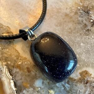 3117 Midnight Sparkle Blue Sunstone Pendant Necklace